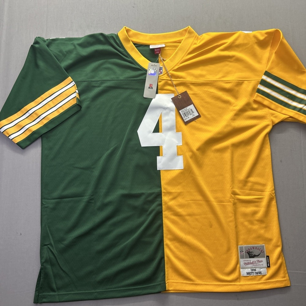 Mitchell & Ness Men's Green Bay Packers Brett Favre #4 1996 Split Jersey 3XL NWT